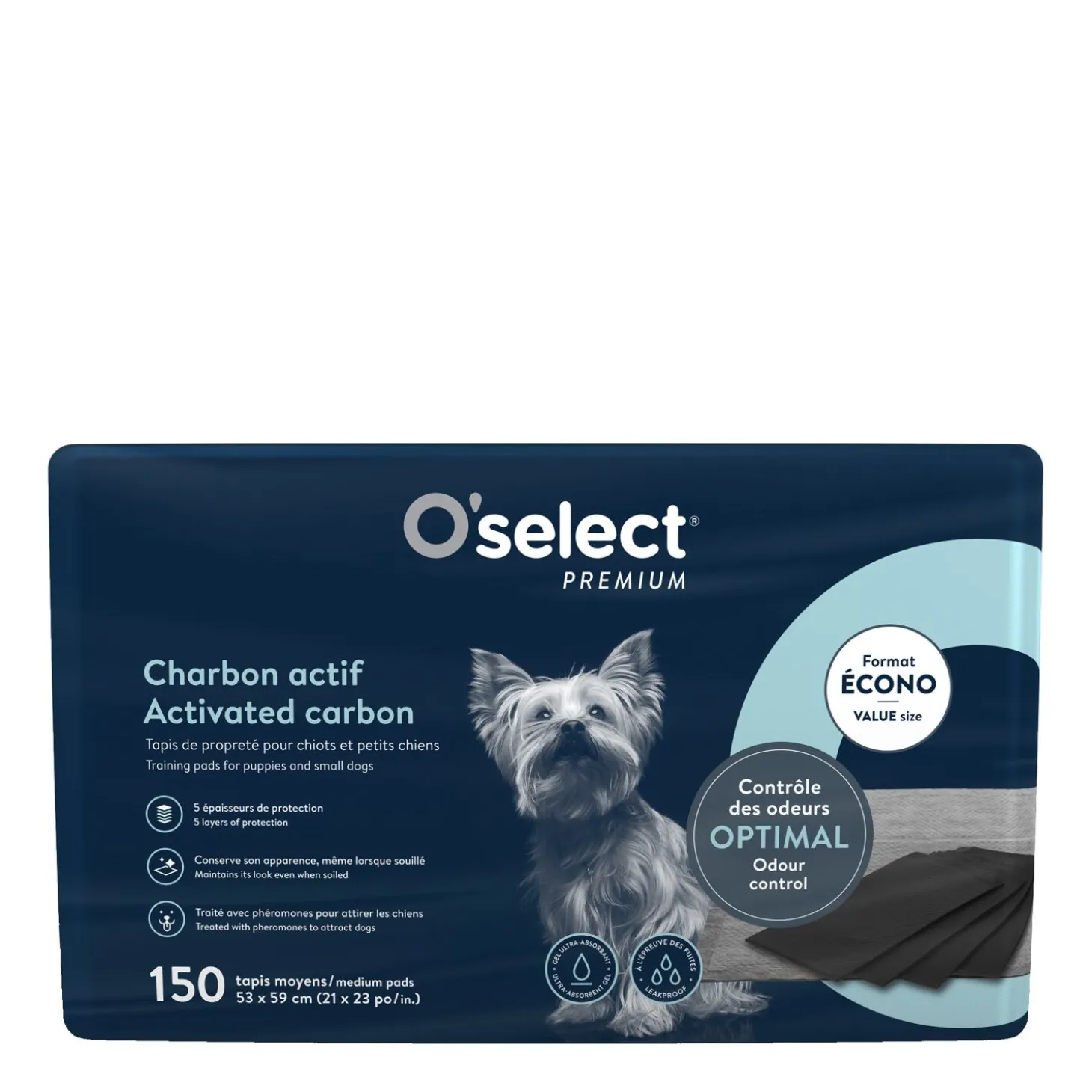 Activated carbon training pads for puppies and small dogs, 150 un.