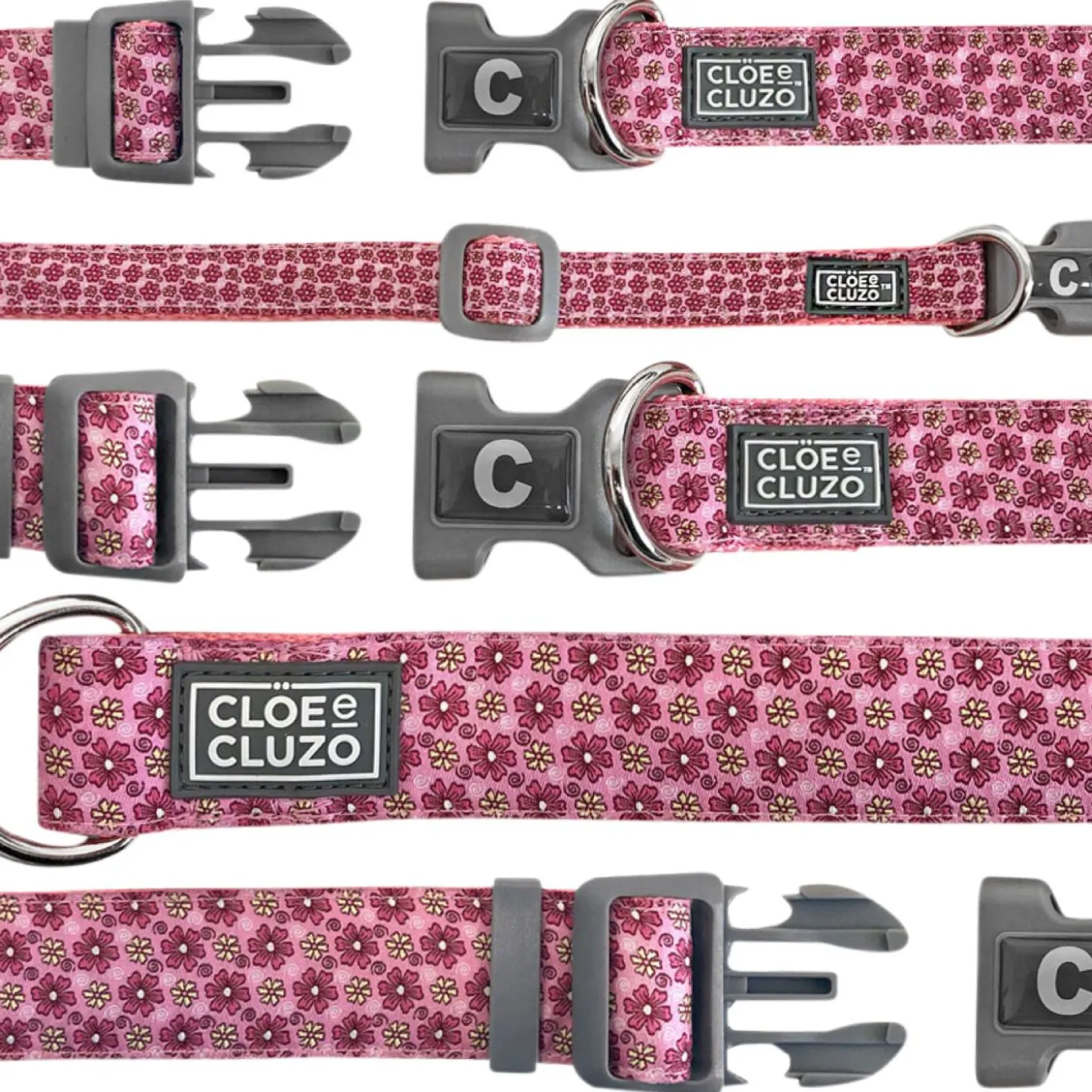 Adjustable dog collar, flowers