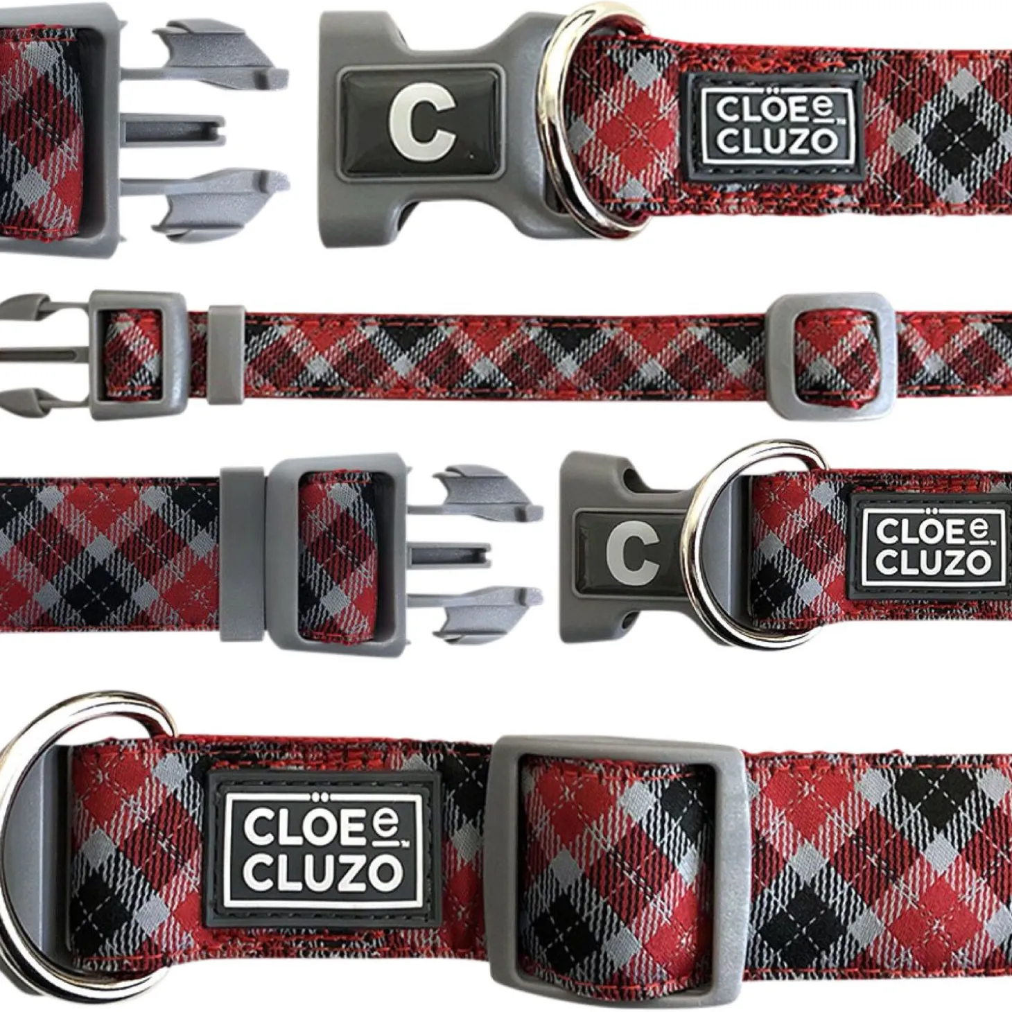 Adjustable dog collar, plaid