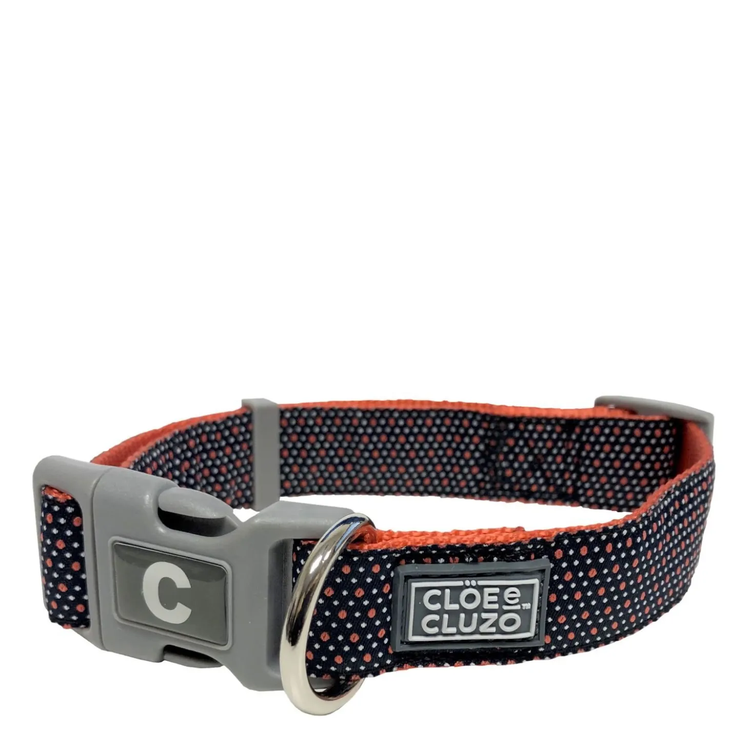 Adjustable dog collar, red polka dots