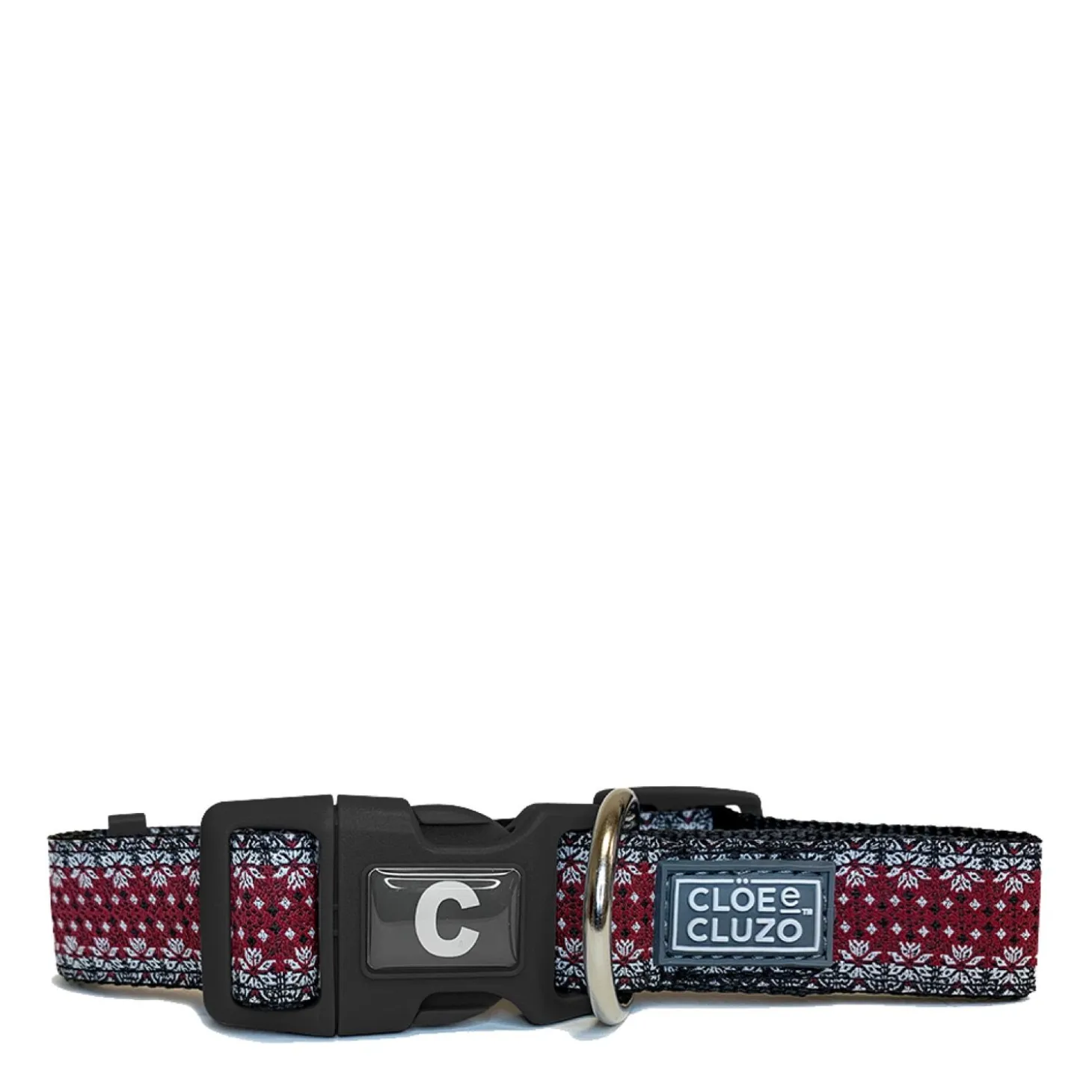 Adjustable dog collar, red flake