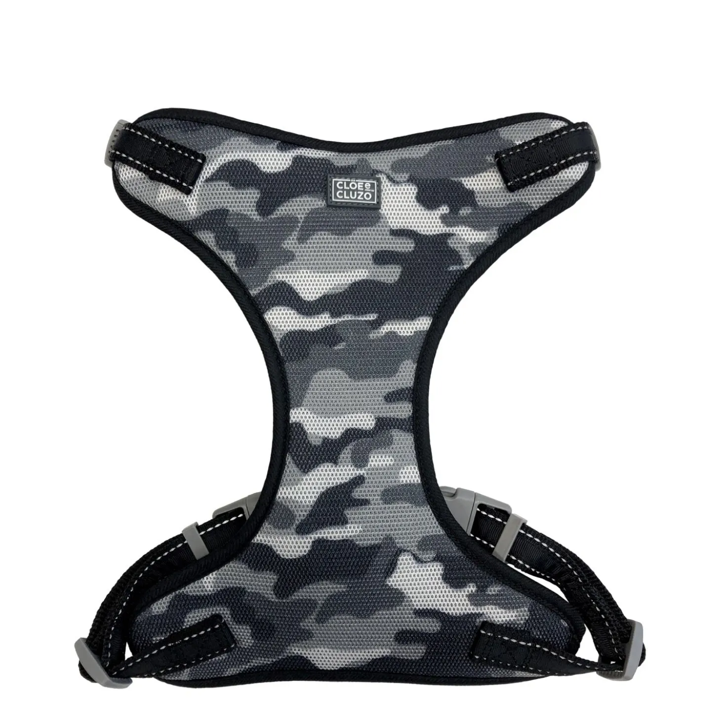 Adjustable printed mesh dog harness, camo
