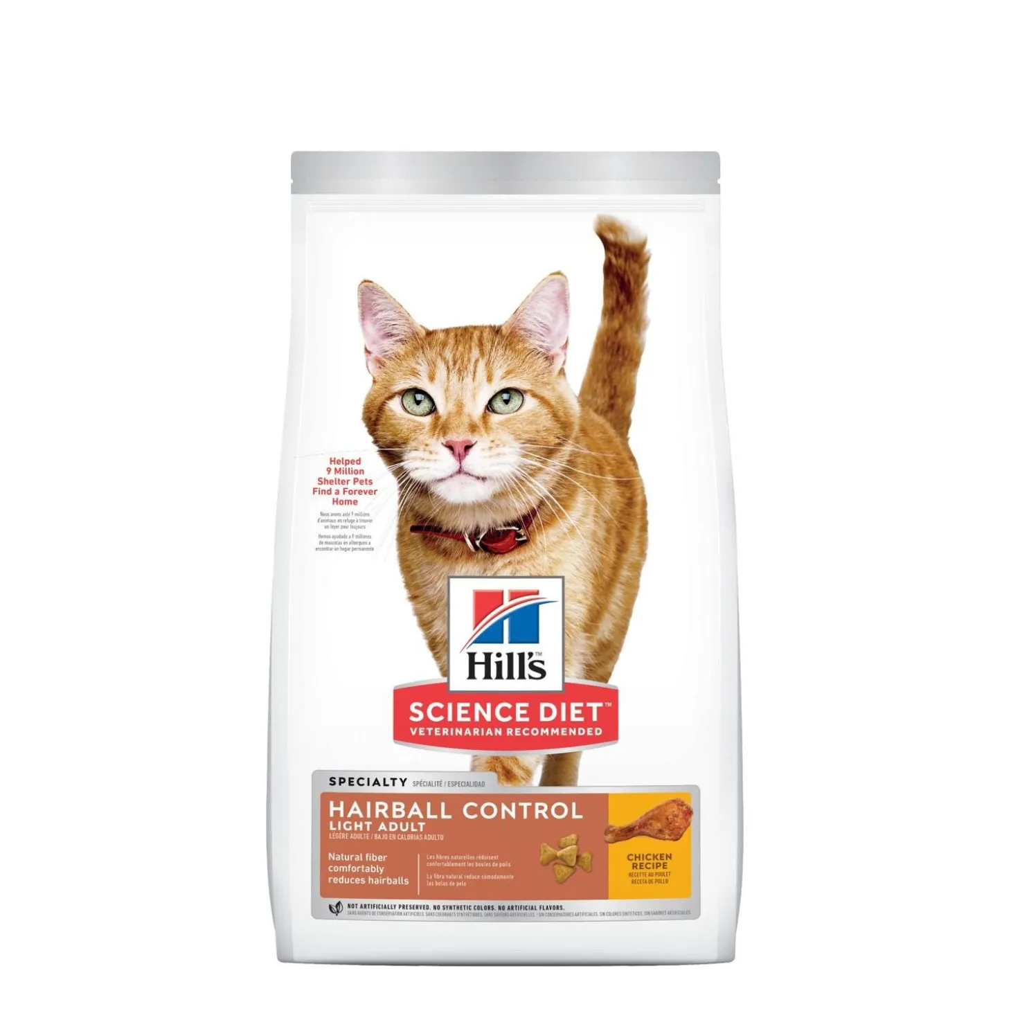 Adult Hairball Control Light Dry Chicken Cat Food, 7.03 kg