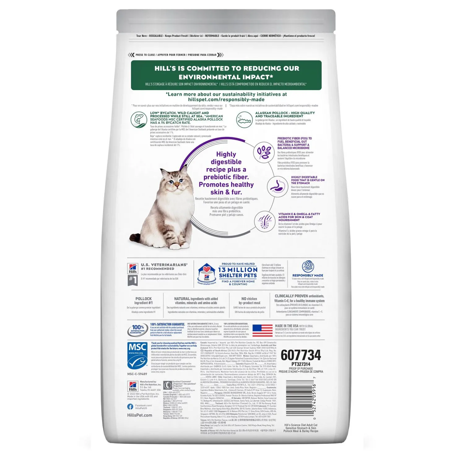 Adult Sensitive Stomach & Skin Pollock & Barley Meal Dry Cat Food, 1.58 kg