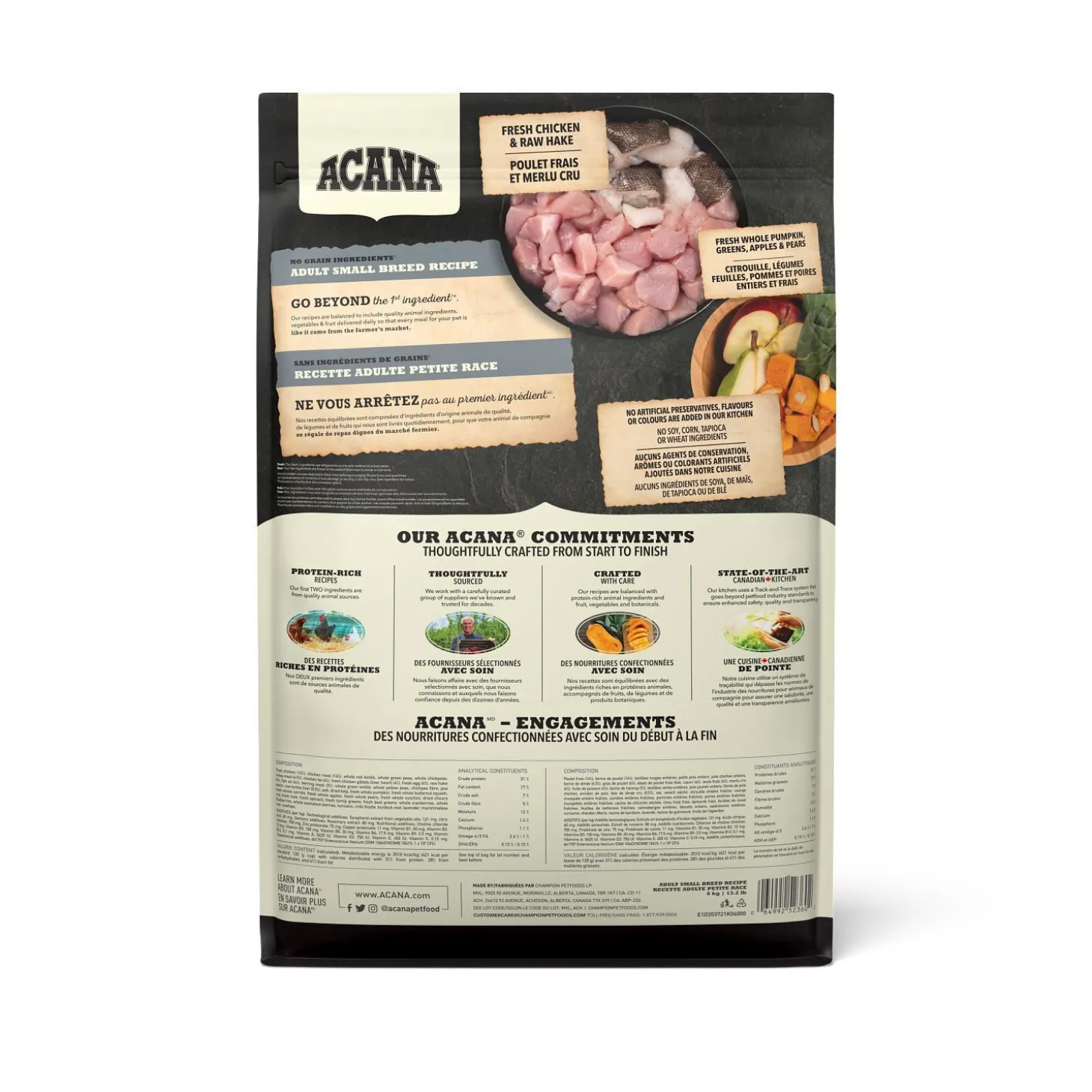 Adult Small Breed Run-free Chicken and Raw Hake Recipe for Dogs, 6 kg