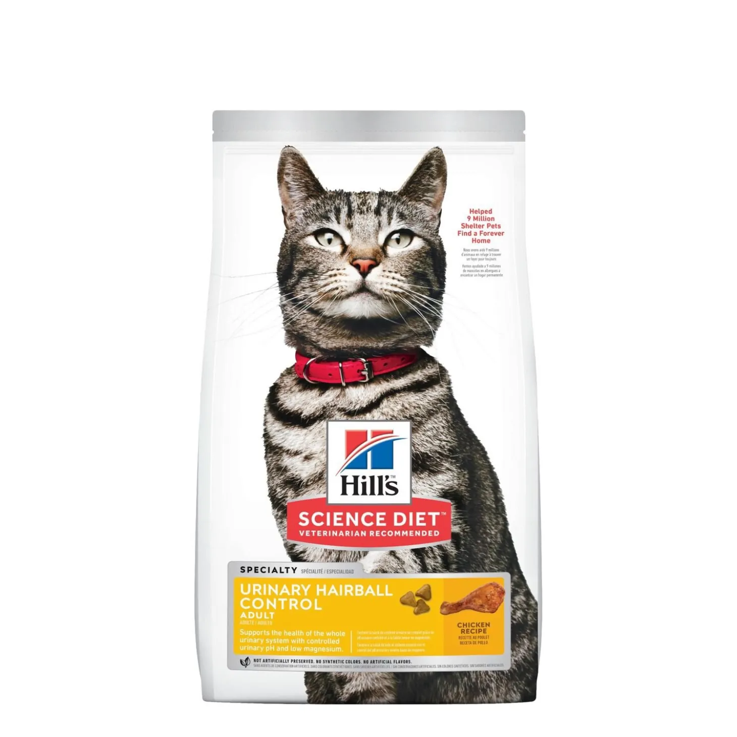 Adult Urinary & Hairball Control Chicken Dry Cat Food, 3.18 kg