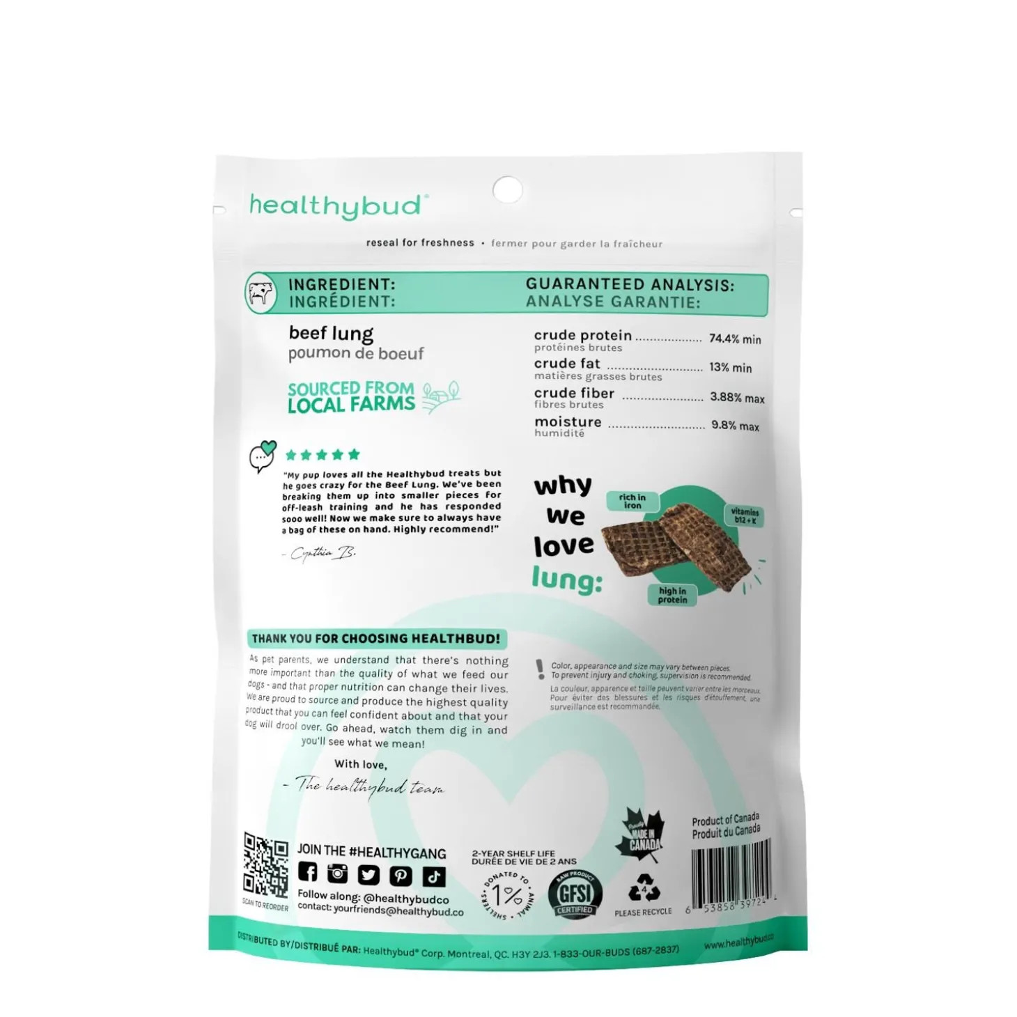 Air Dried Beef Lung Wafers for Dogs