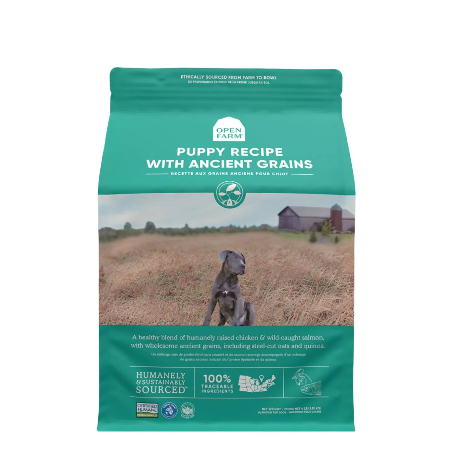 Ancient grains dry puppy food, chicken & salmon