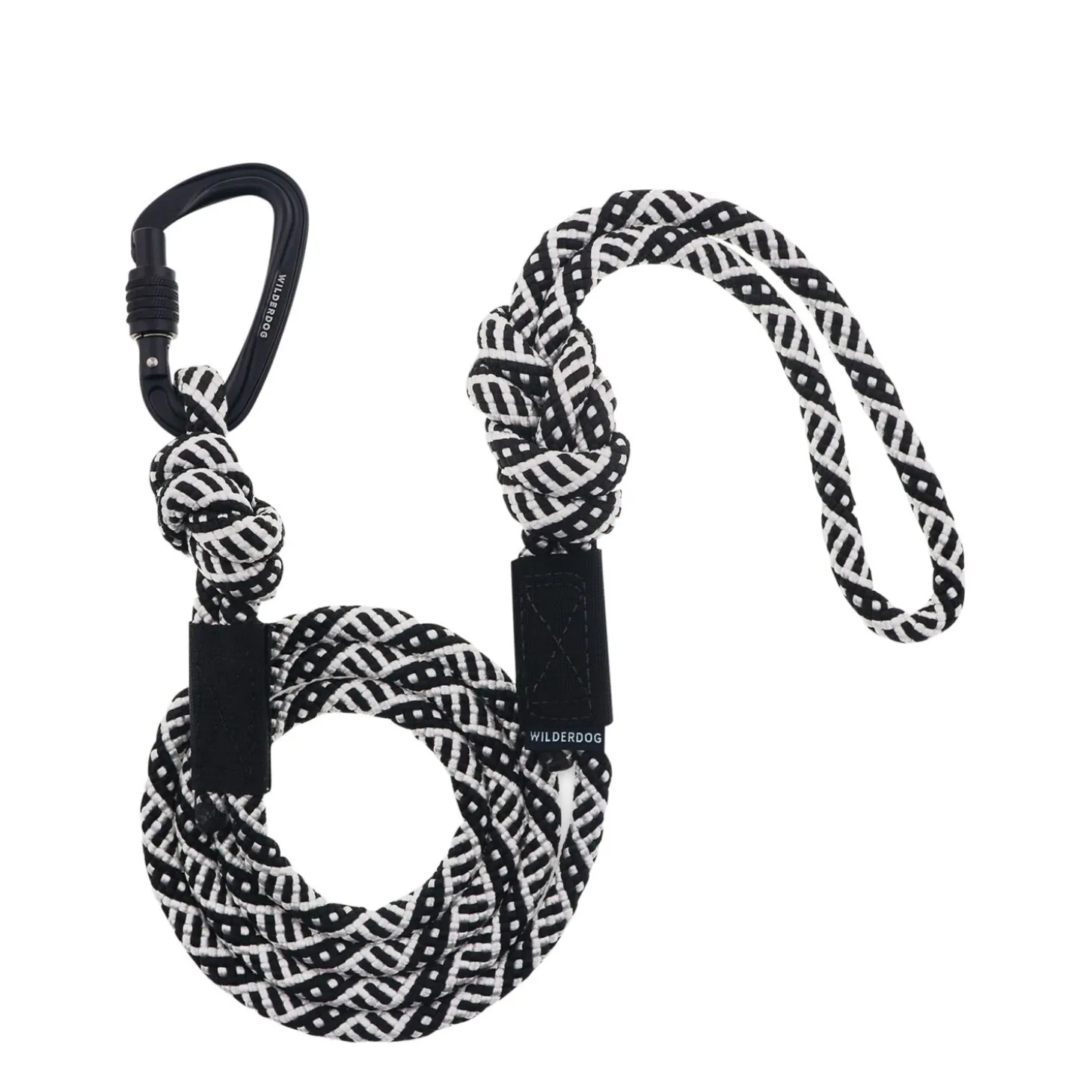 Black and White Big Carabiner Leash, 60"