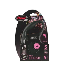 Black "Classic" cord retractable leash, 5m