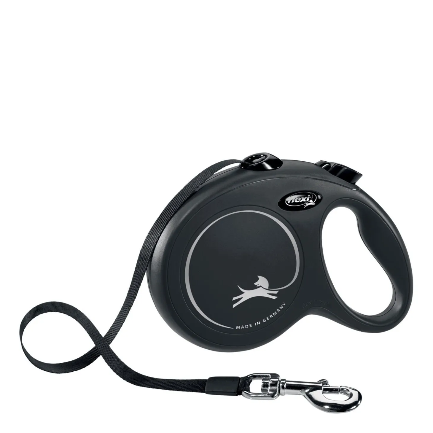 Black "Classic" tape retractable leash, 5m