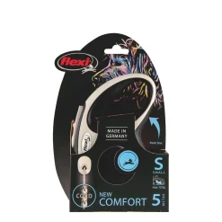 Black Comfort cord retractable leash, 5m
