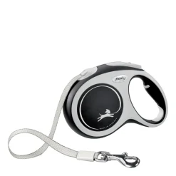 Black Comfort tape retractable leash, 5m