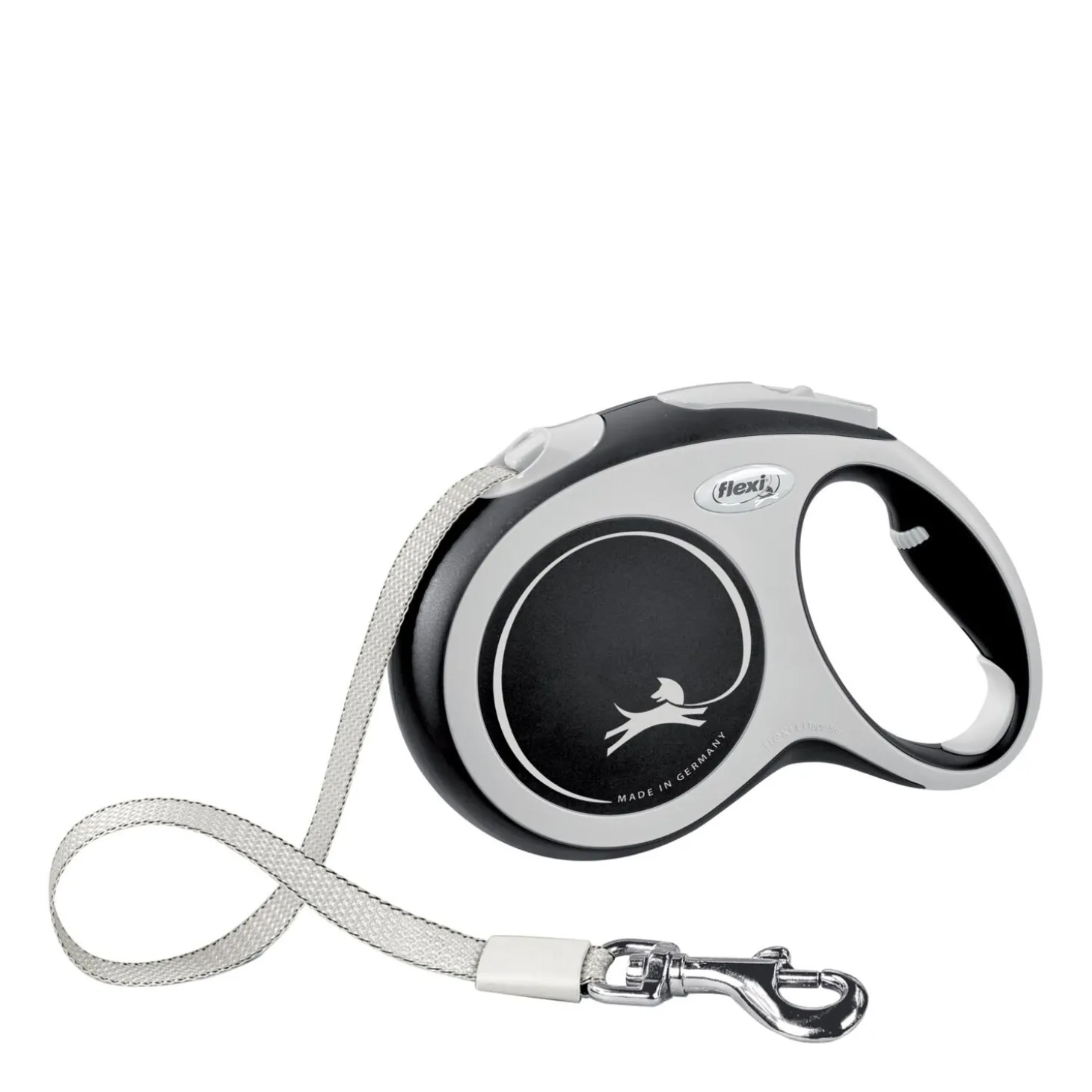Black Comfort tape retractable leash, 5m