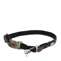 Black designer cat collar with flowers