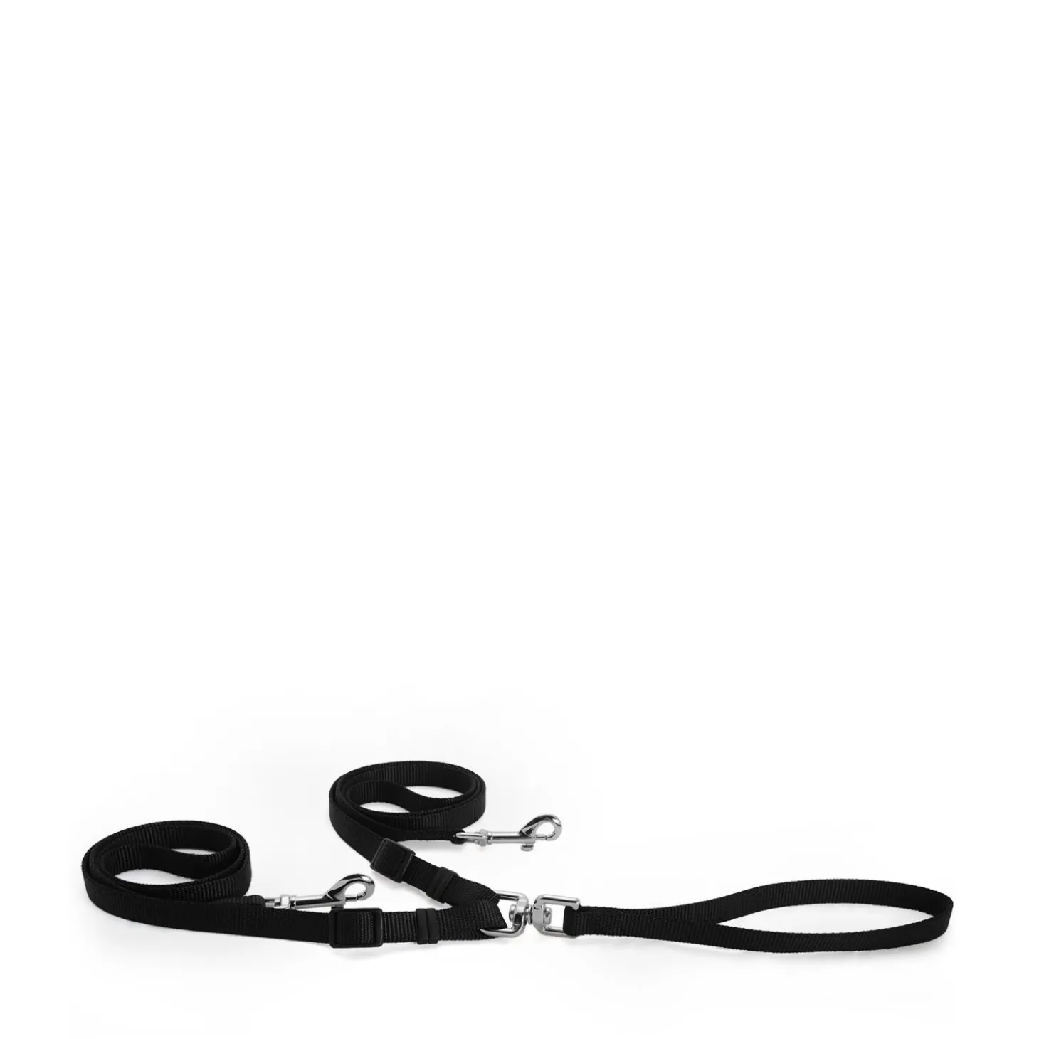 Black nylon double leash