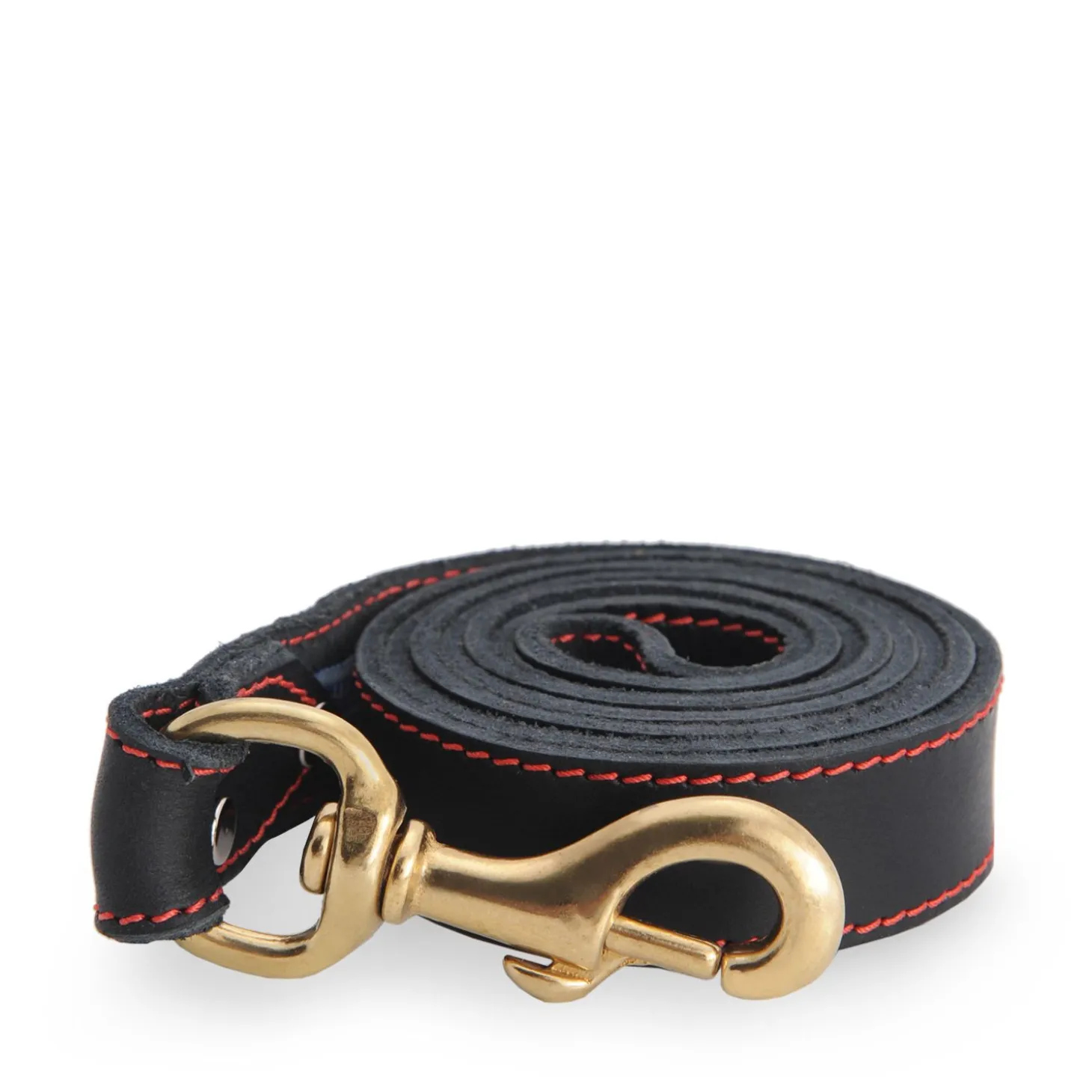 Black stitched leather leash