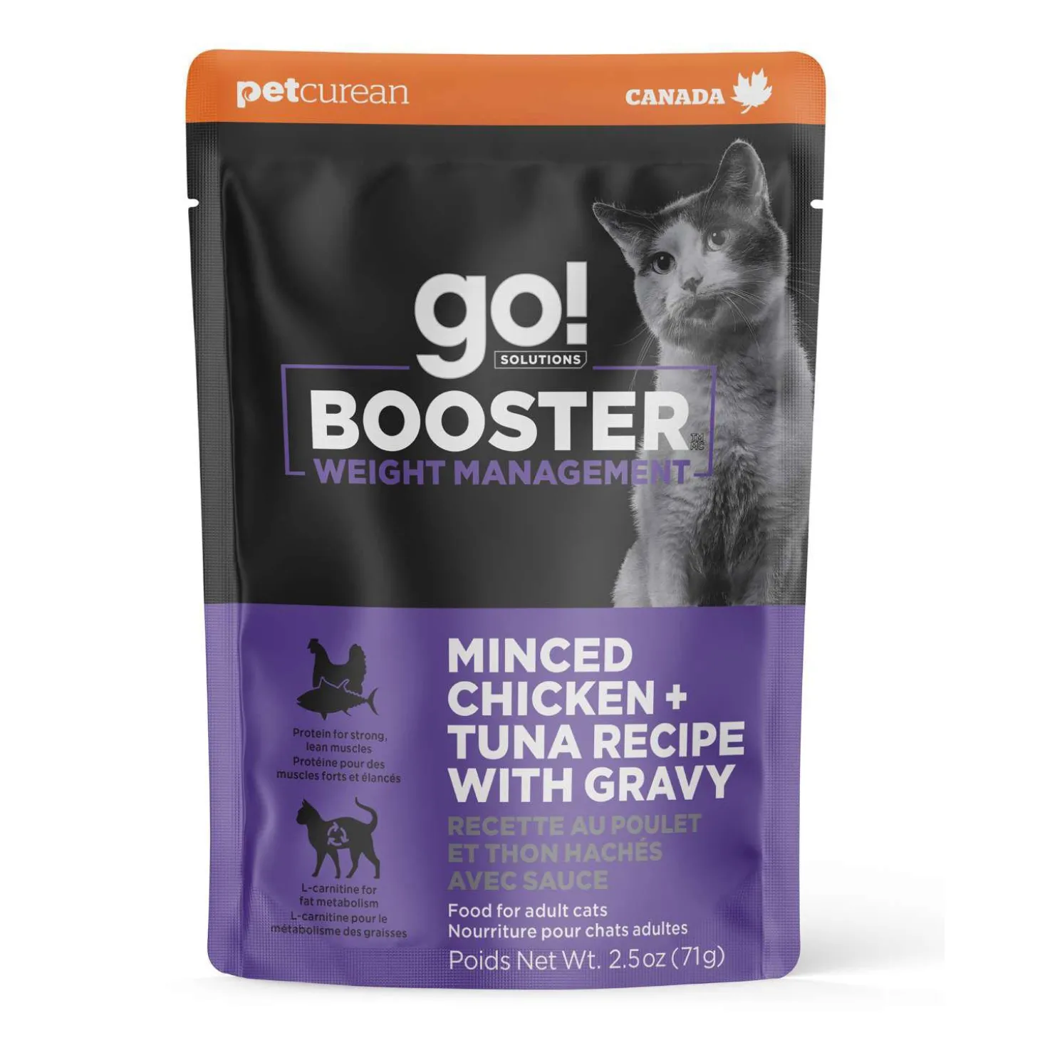 Booster Weight Management Minced Chicken and Tuna with Gravy for Cats, 71 g