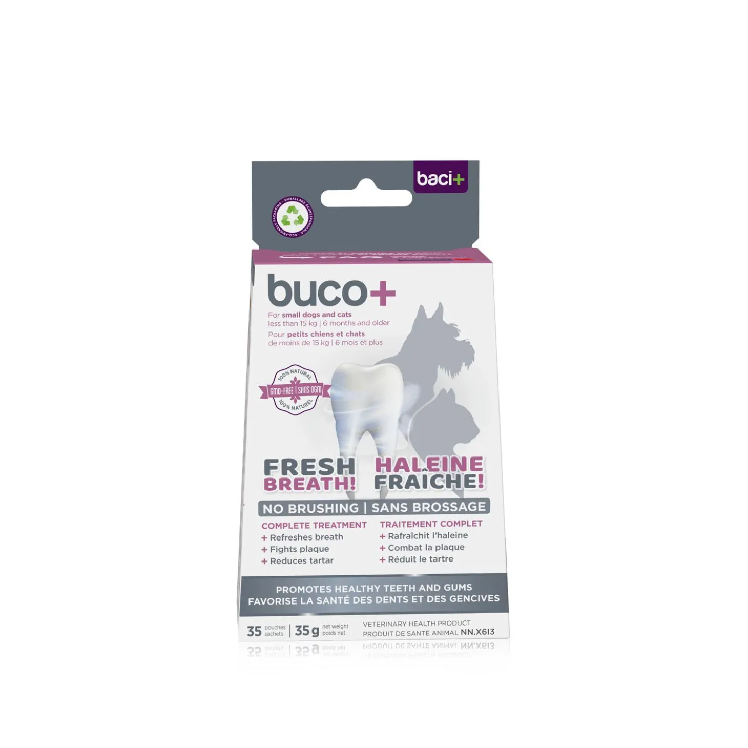 Buco+ Dental Care for Cats and Dogs of Less Than 15 kg, 35 pouches
