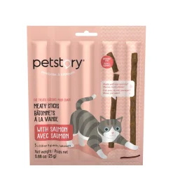 Cat treats, meaty sticks with salmon