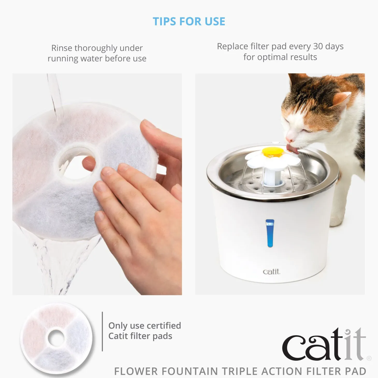 Catit Fountain Frameless Triple Action Filter Cartridge, 2 pack