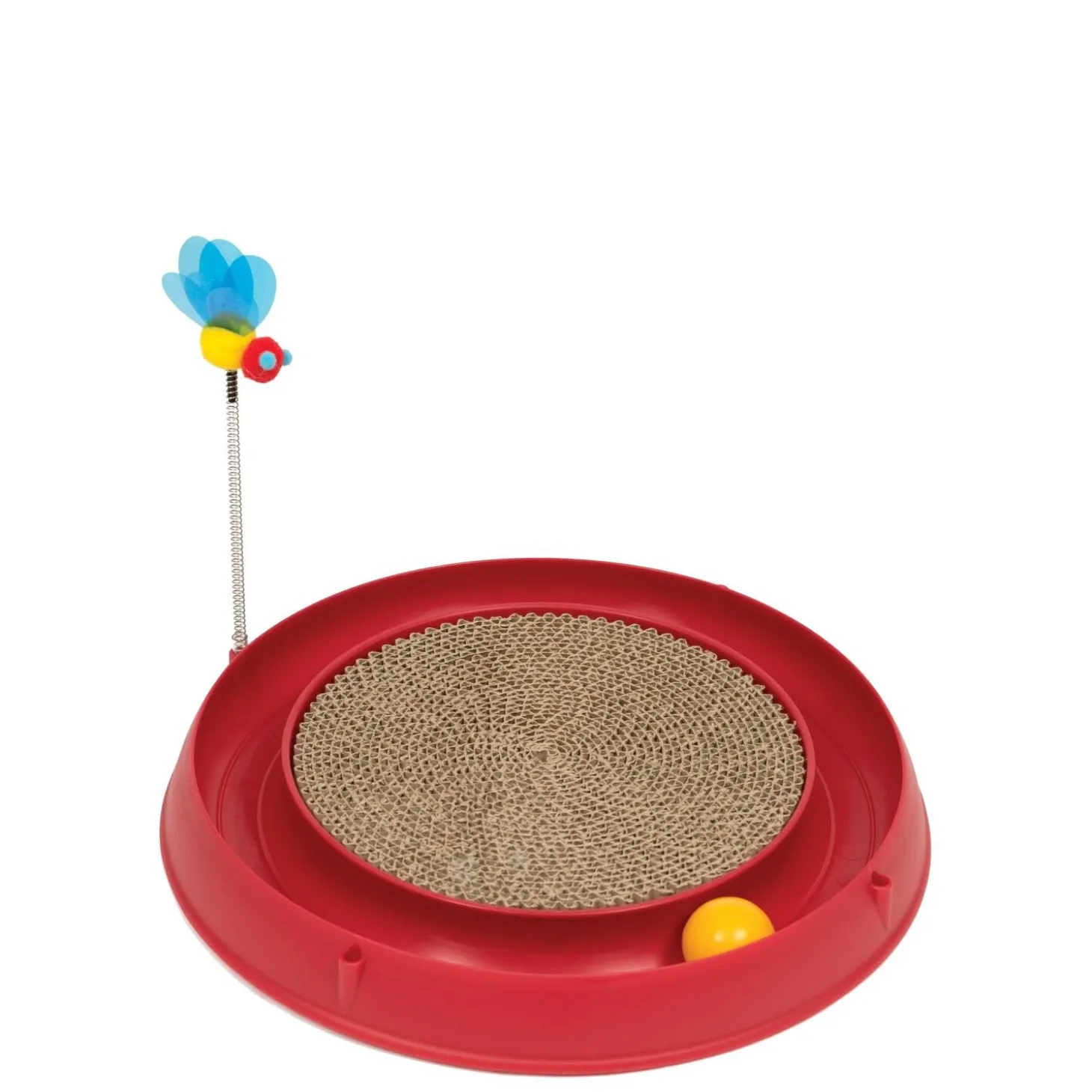 Catit Play 3-in-1 Circuit Ball Toy with Scratch Pad, Red