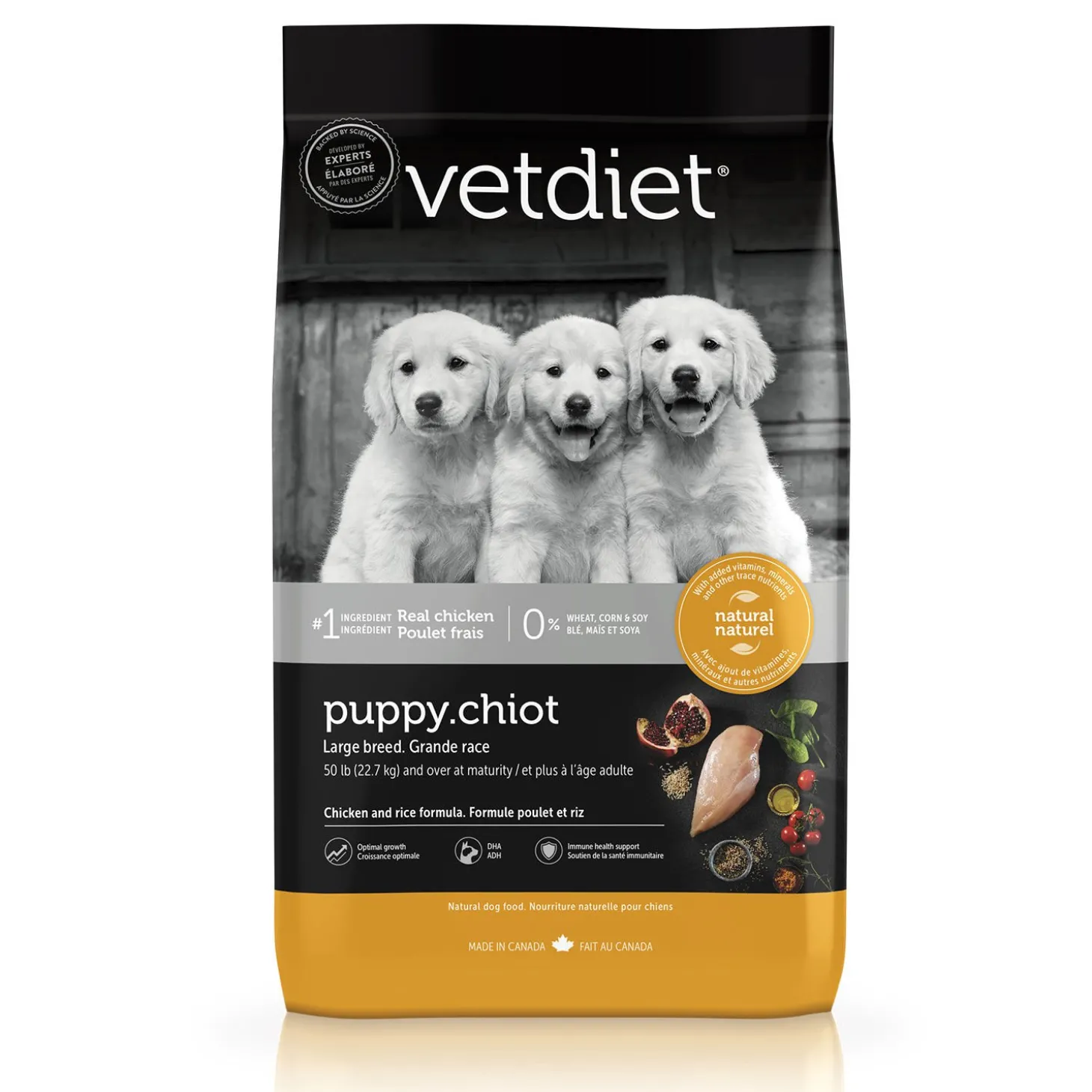 Chicken dry food for large breed, puppies