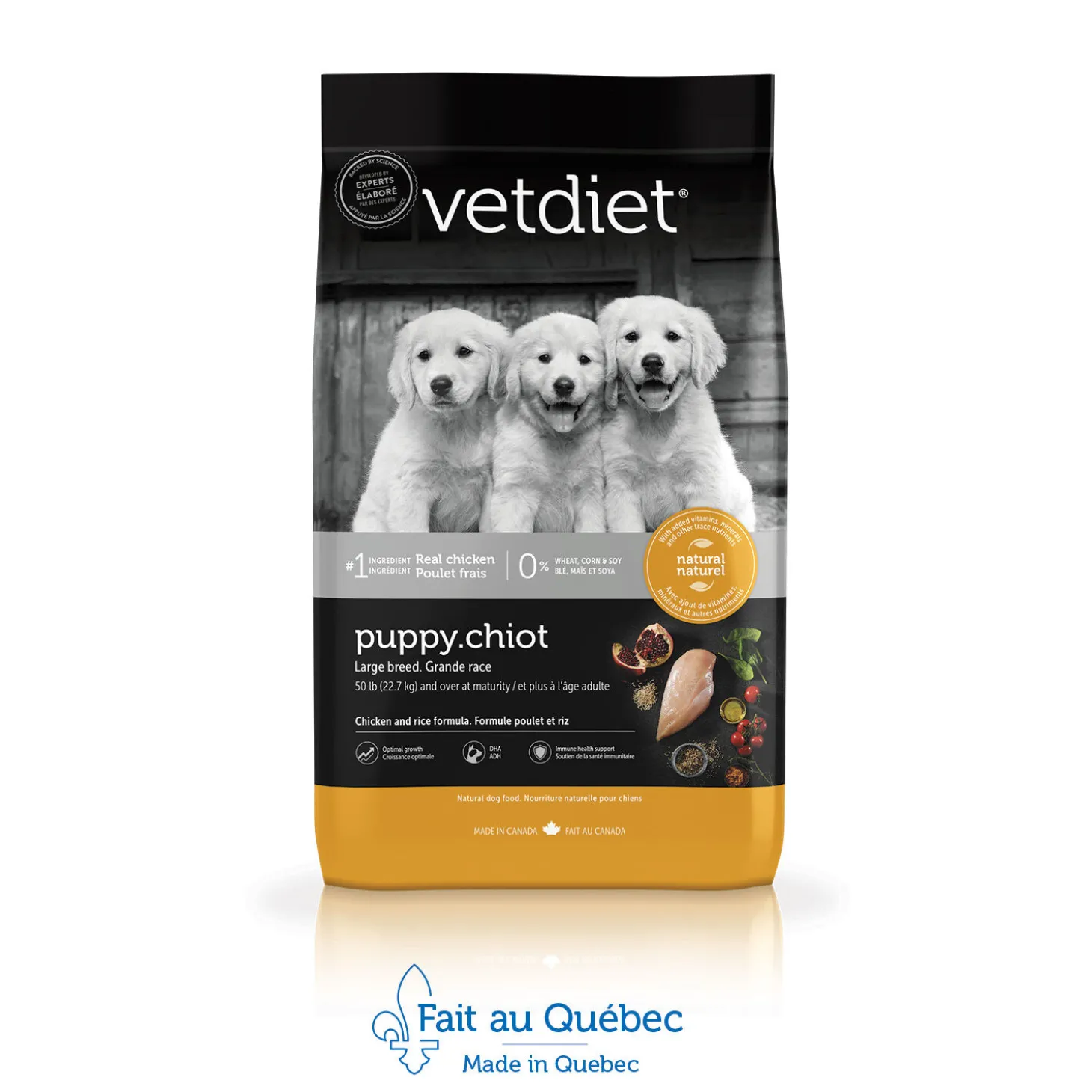 Chicken dry food for large breed, puppies
