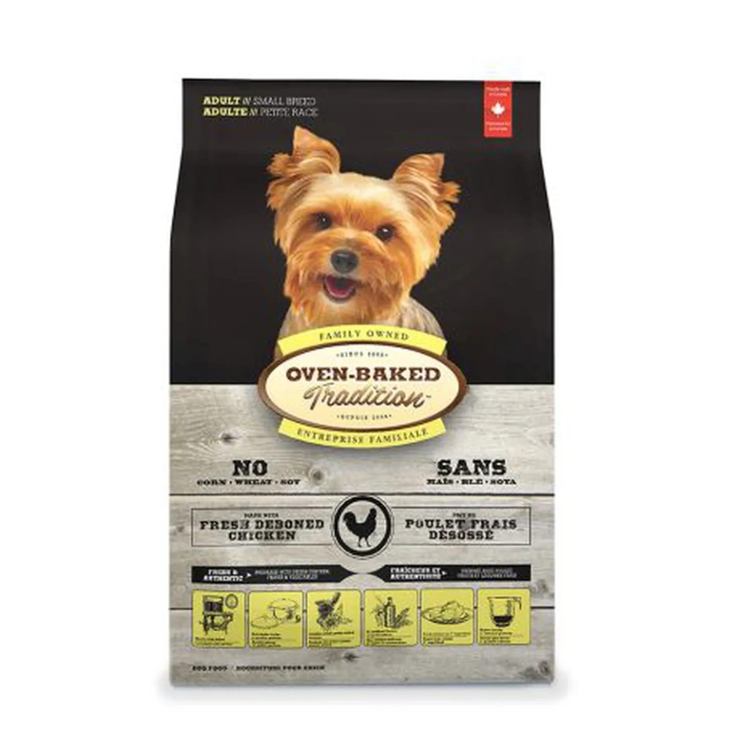 Chicken dry food in small bites for adult dogs