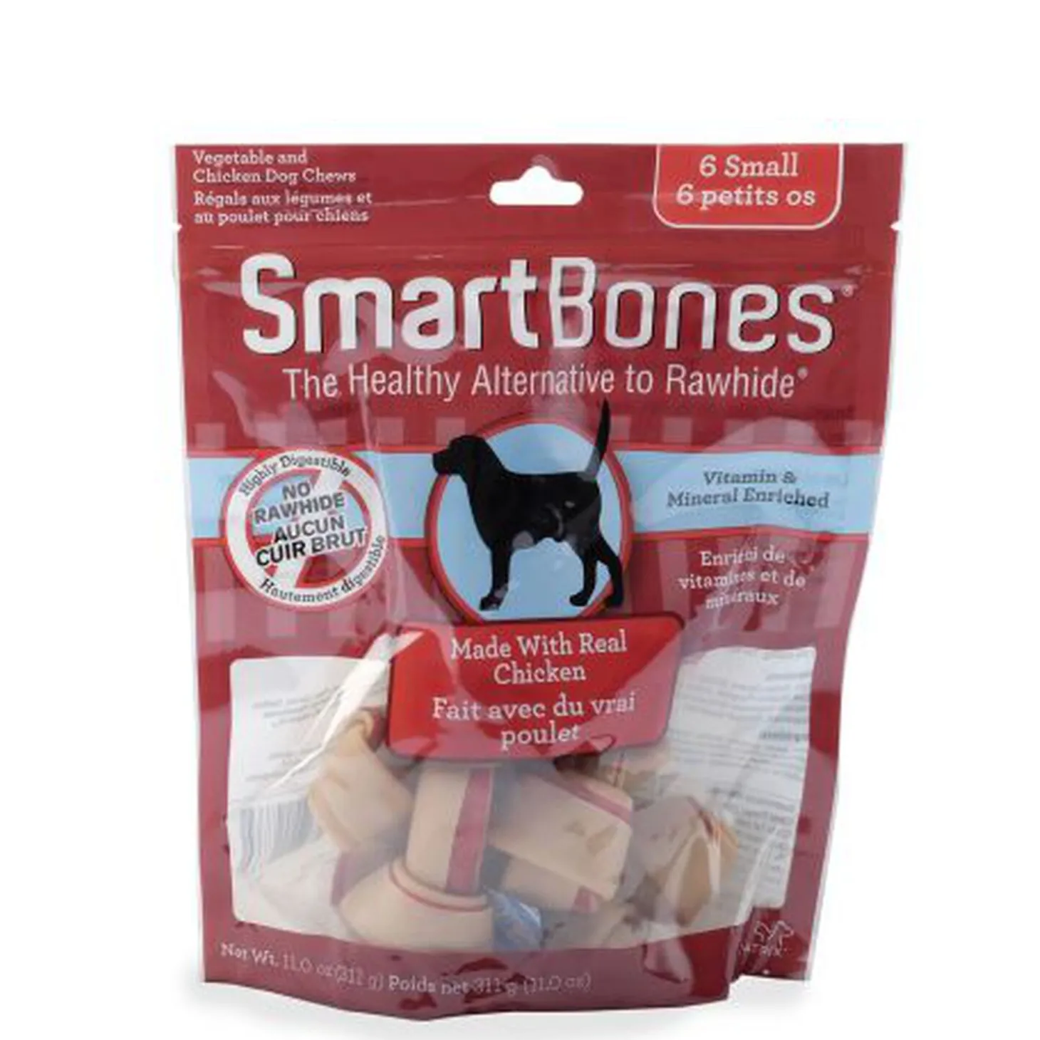 Chicken flavoured bones, pack of 6