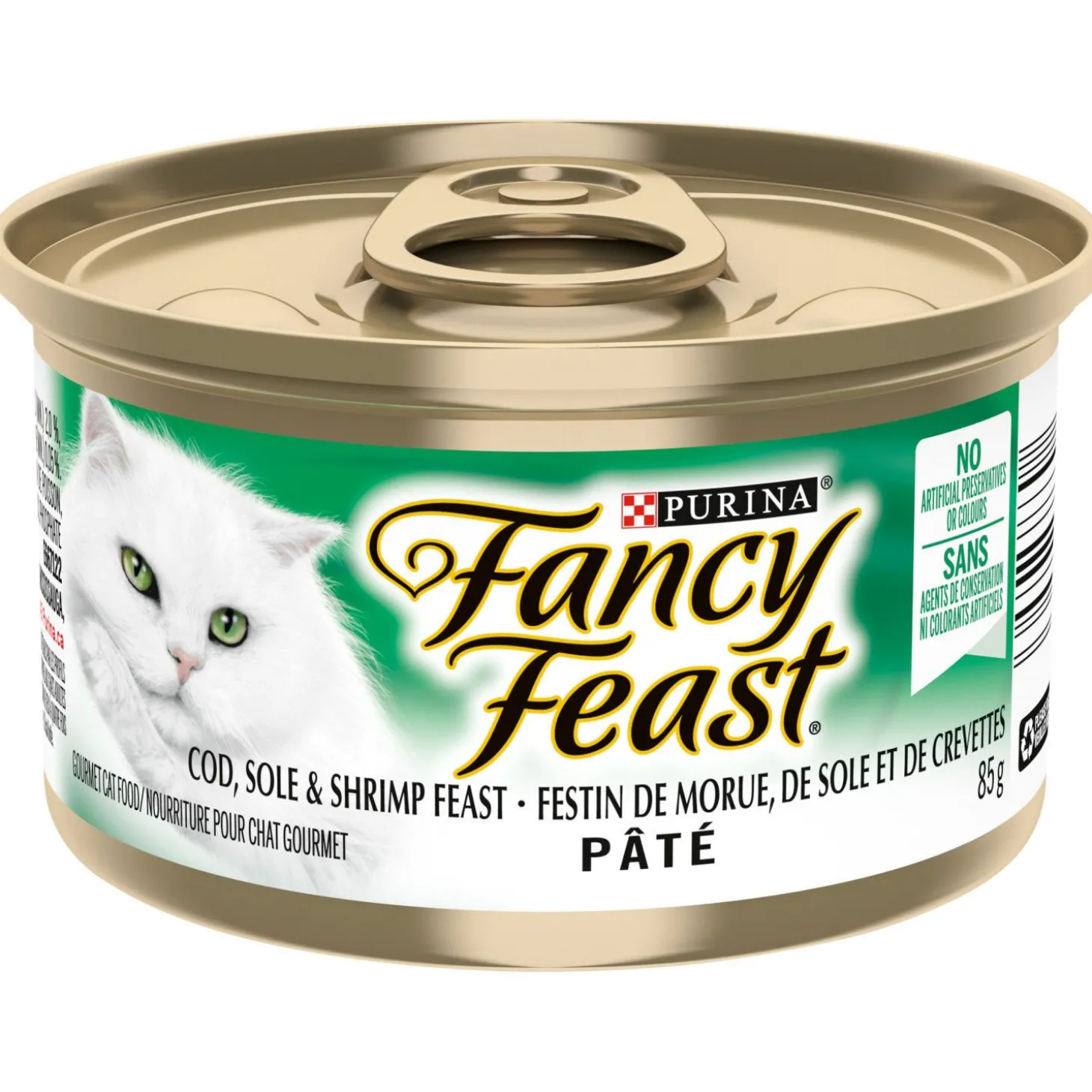 Cod, sole and shrimp wet food for adult cats