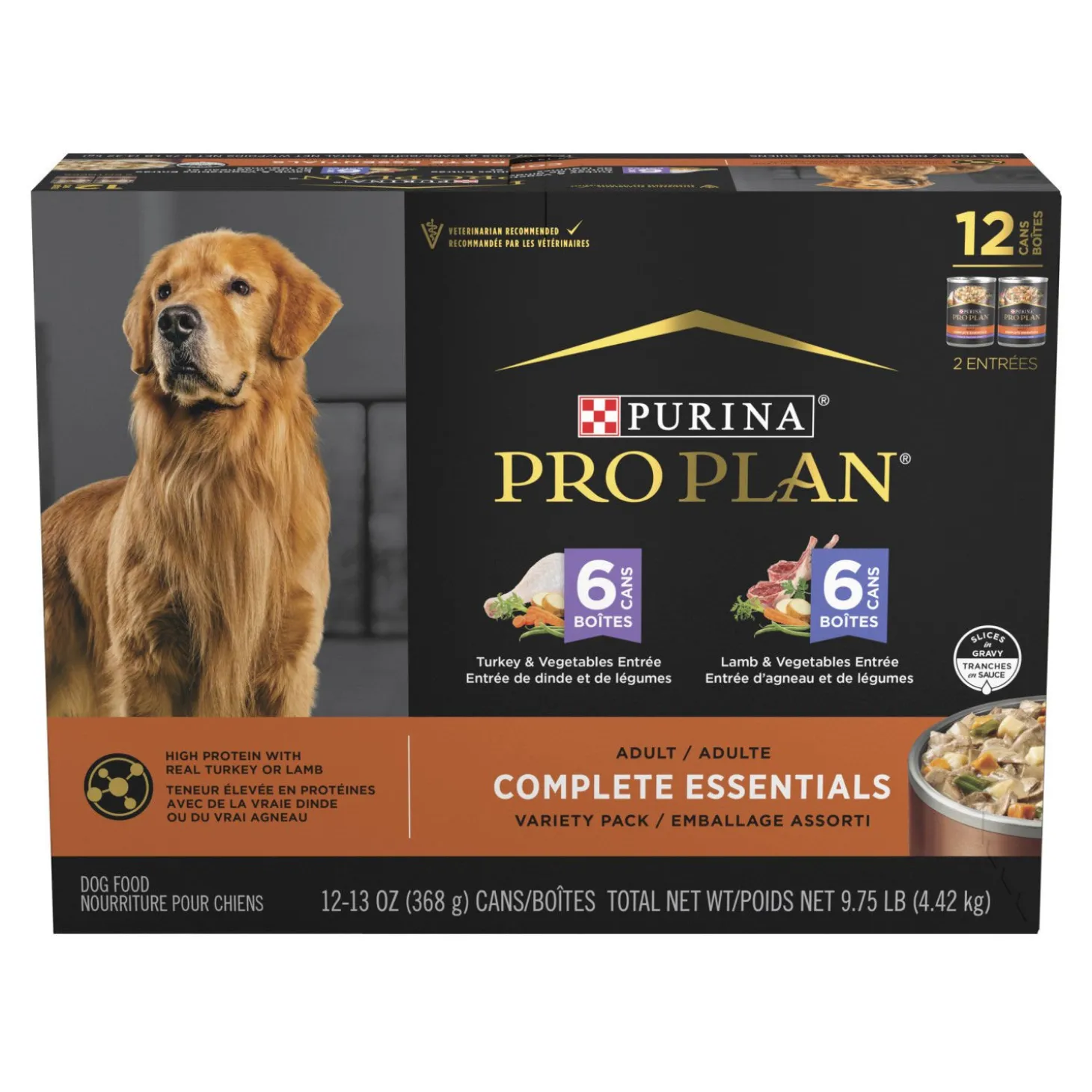 Complete Essentials Entrées in Gravy Variety Pack for Adult Dogs, 12 x 368 g