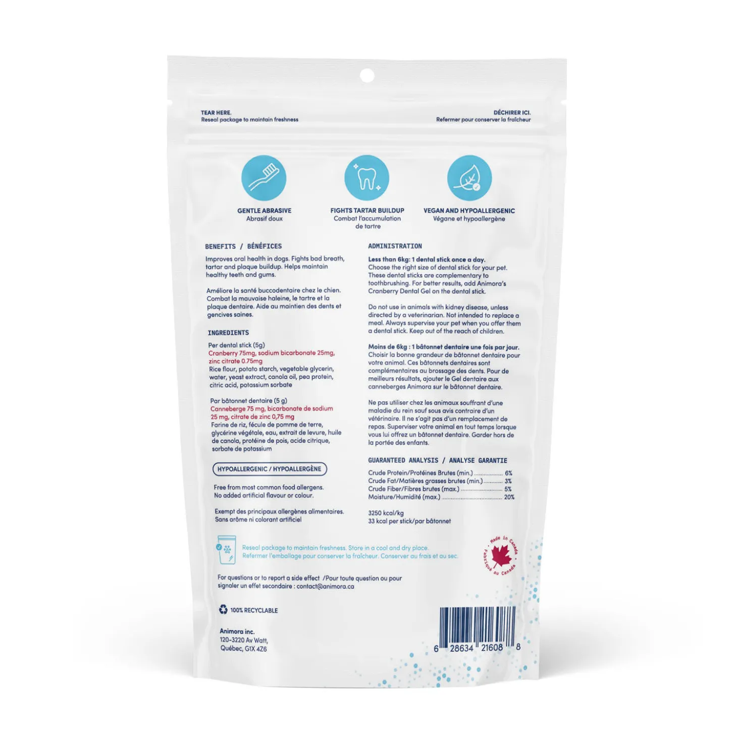 Cranberry Dental Chews for Dogs, small