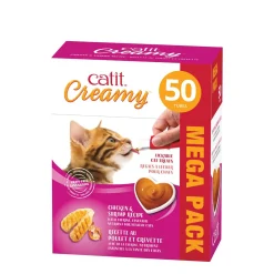 Creamy cat lickable treat, chicken and shrimp, 50-pack