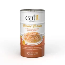 Divine Shreds Chicken Topper with Salmon & Pumpkin in Jelly, 4 x 85 g