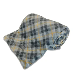 Dogs and cats blanket, grey and orange plaid