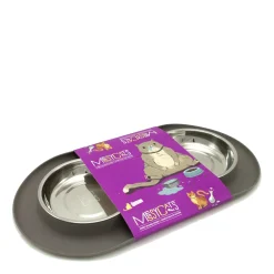 Double Silicone Feeder with Stainless Saucer Bowls
