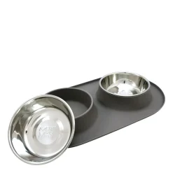 Double Stainless Steel Bowls with Silicone Feeder