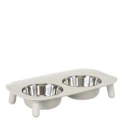 Double Stainless Steel Bowls with Raised Silicone Base