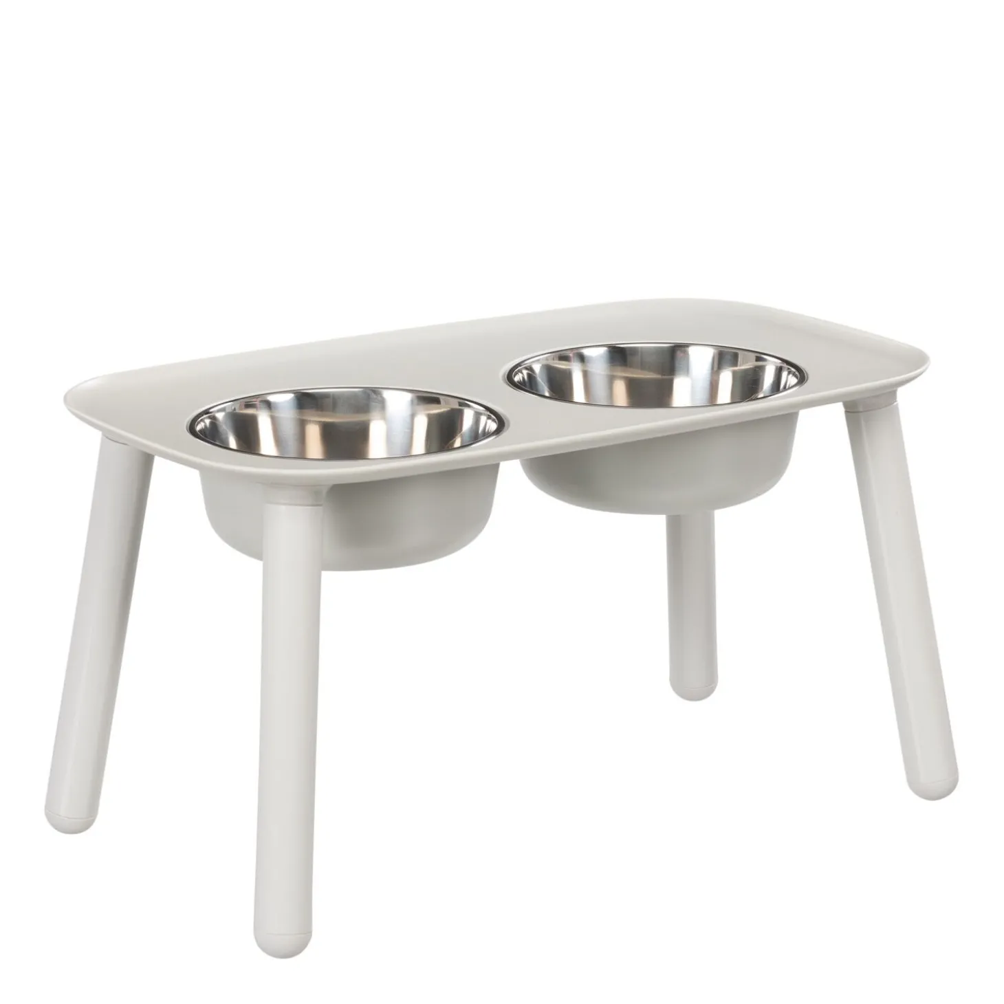 Double Stainless Steel Bowls with Raised Silicone Base