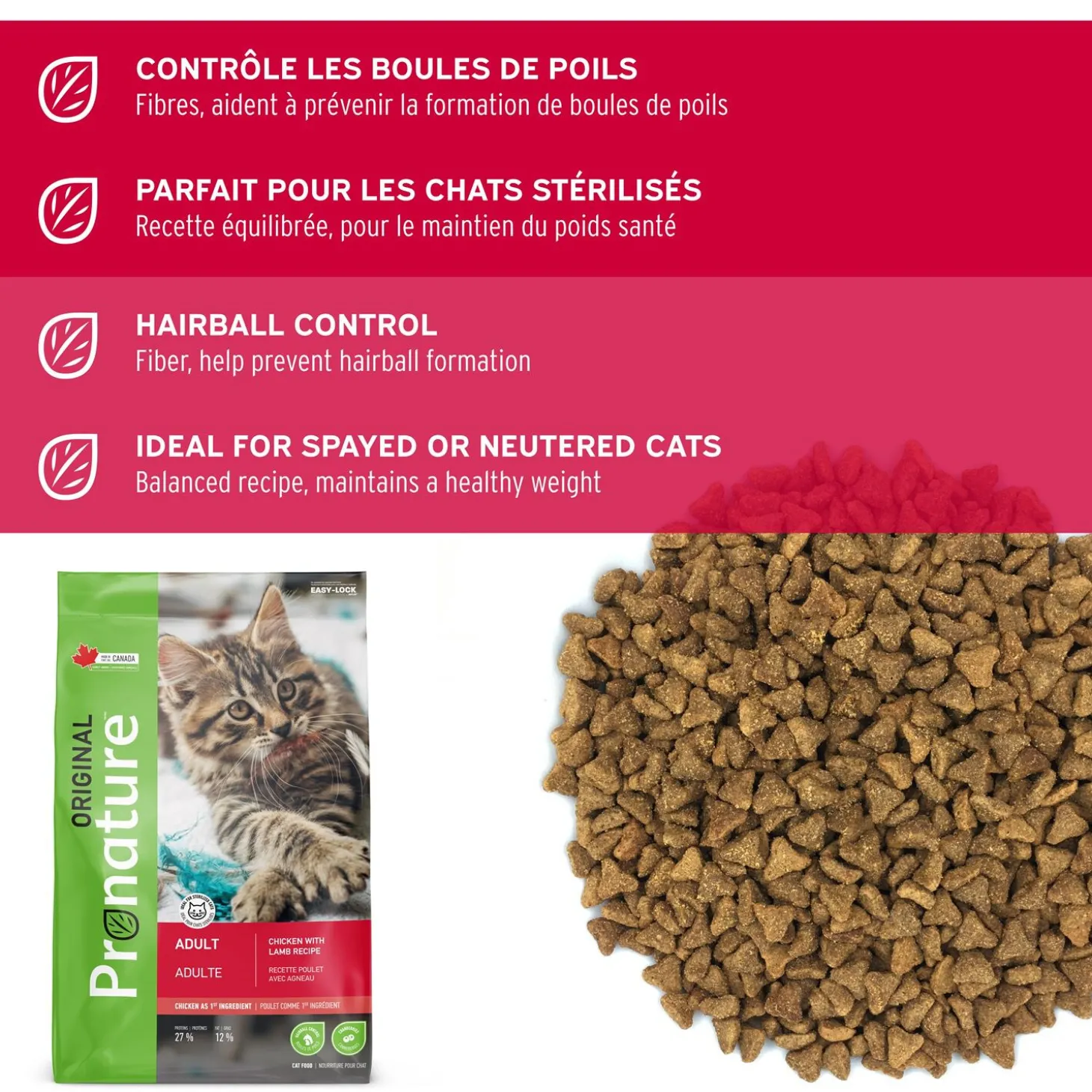 Dry food original chicken and lamb formula for adult cats, 5kg