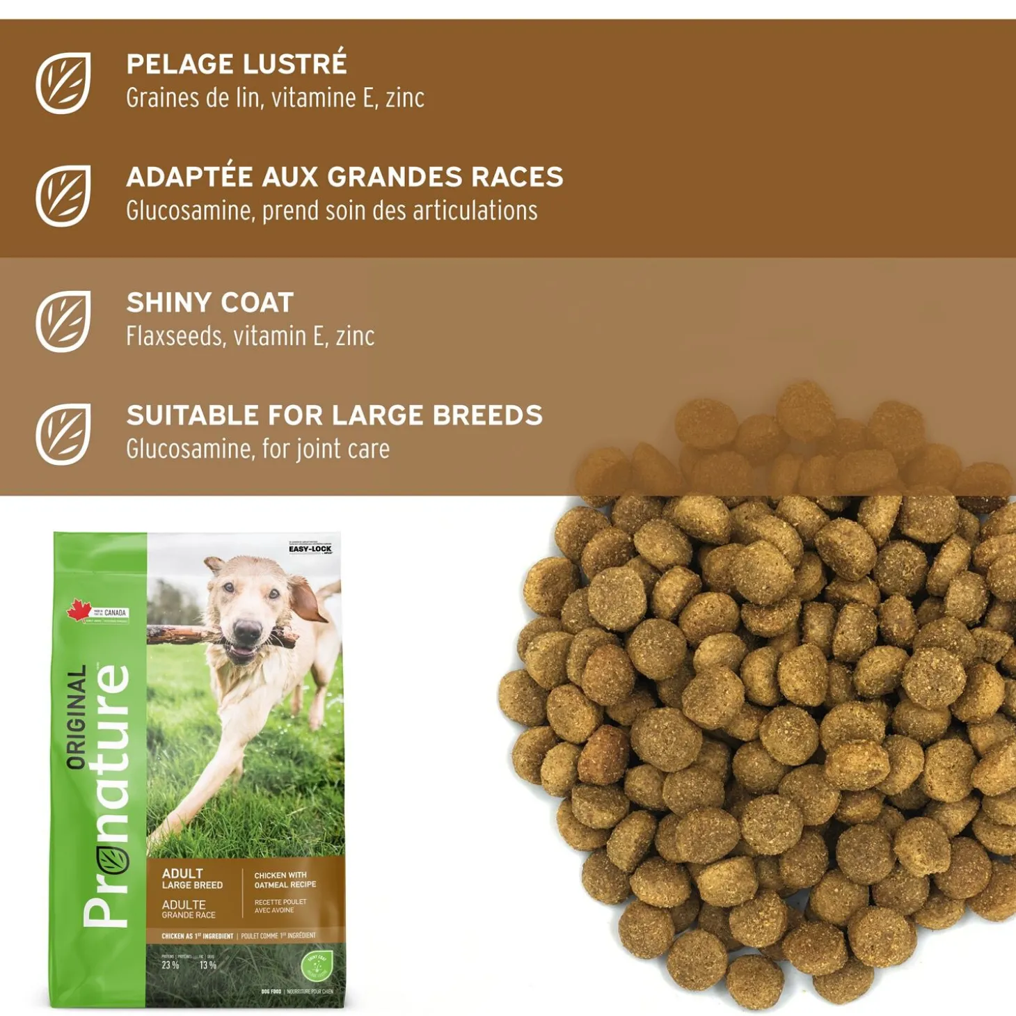 Dry food original chicken and oatmeal formula for adult dogs from large breeds,15kg
