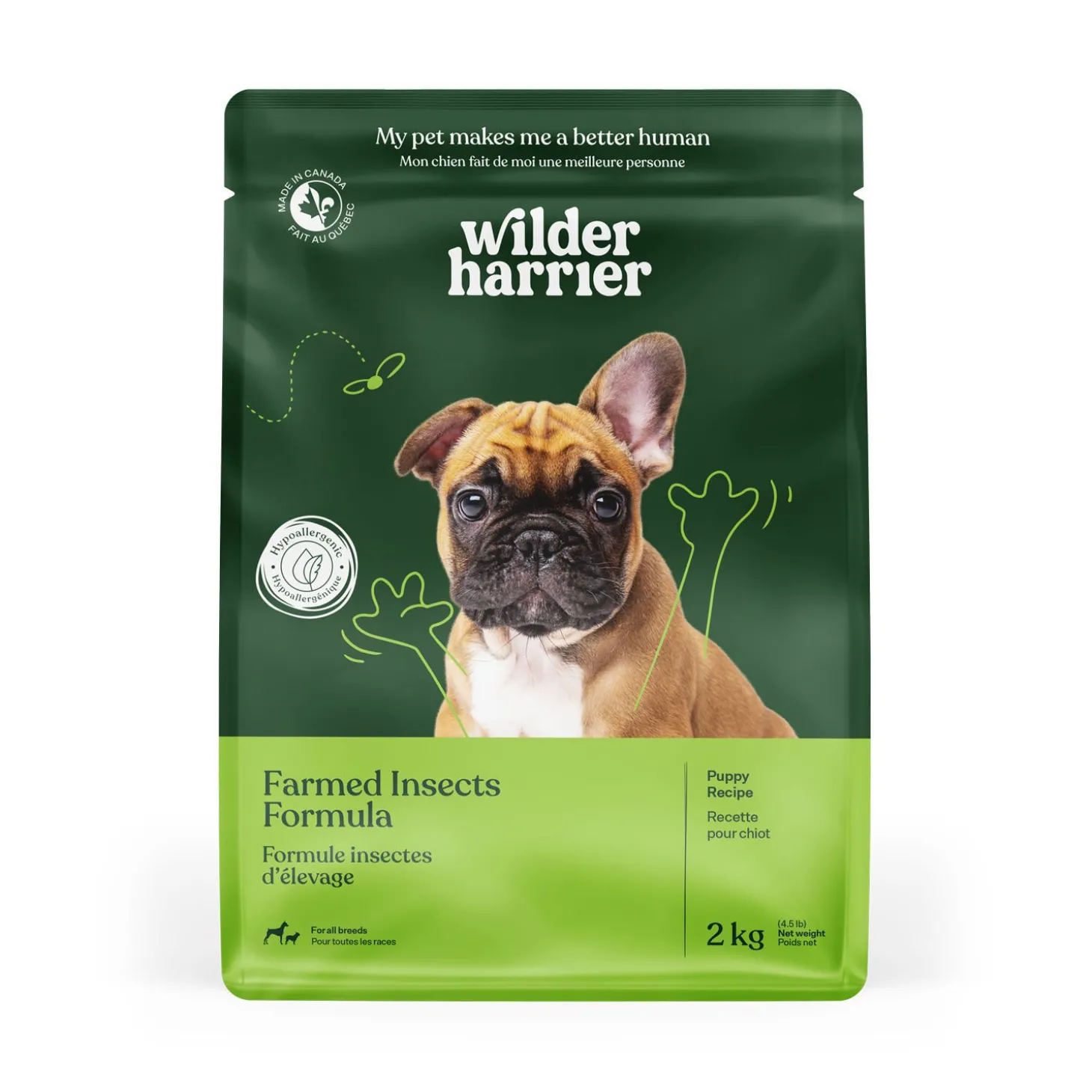 Dry puppy food, farmed insects recipe