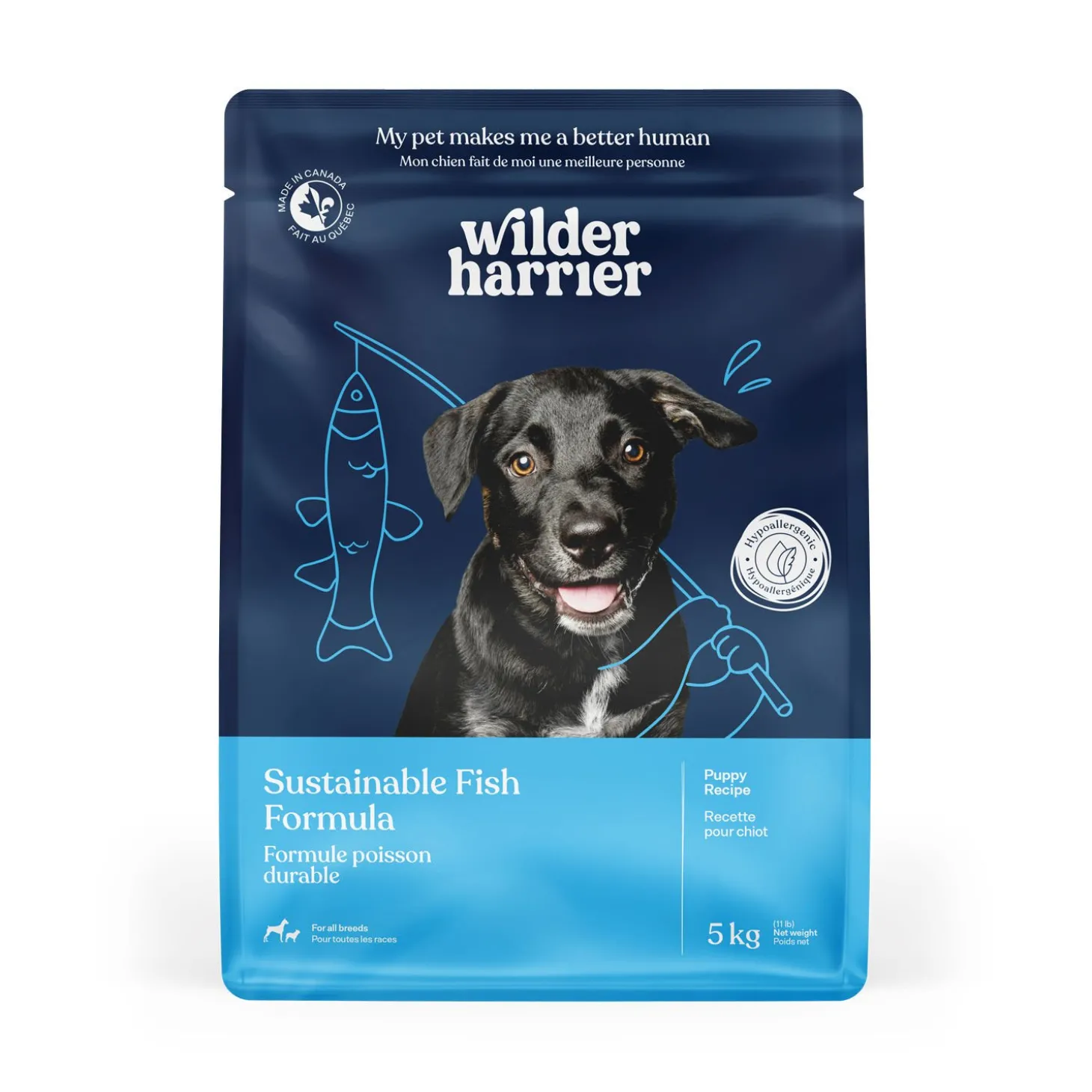 Dry puppy food, sustainable fish recipe