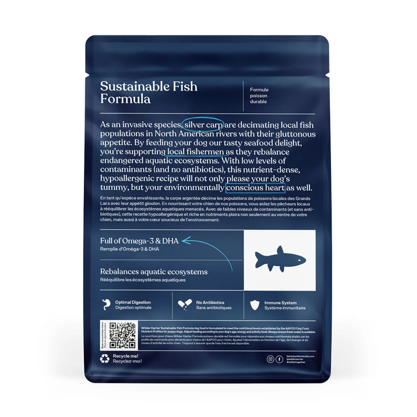 Dry puppy food, sustainable fish recipe