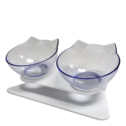 Ergonomic cat double bowl feeder