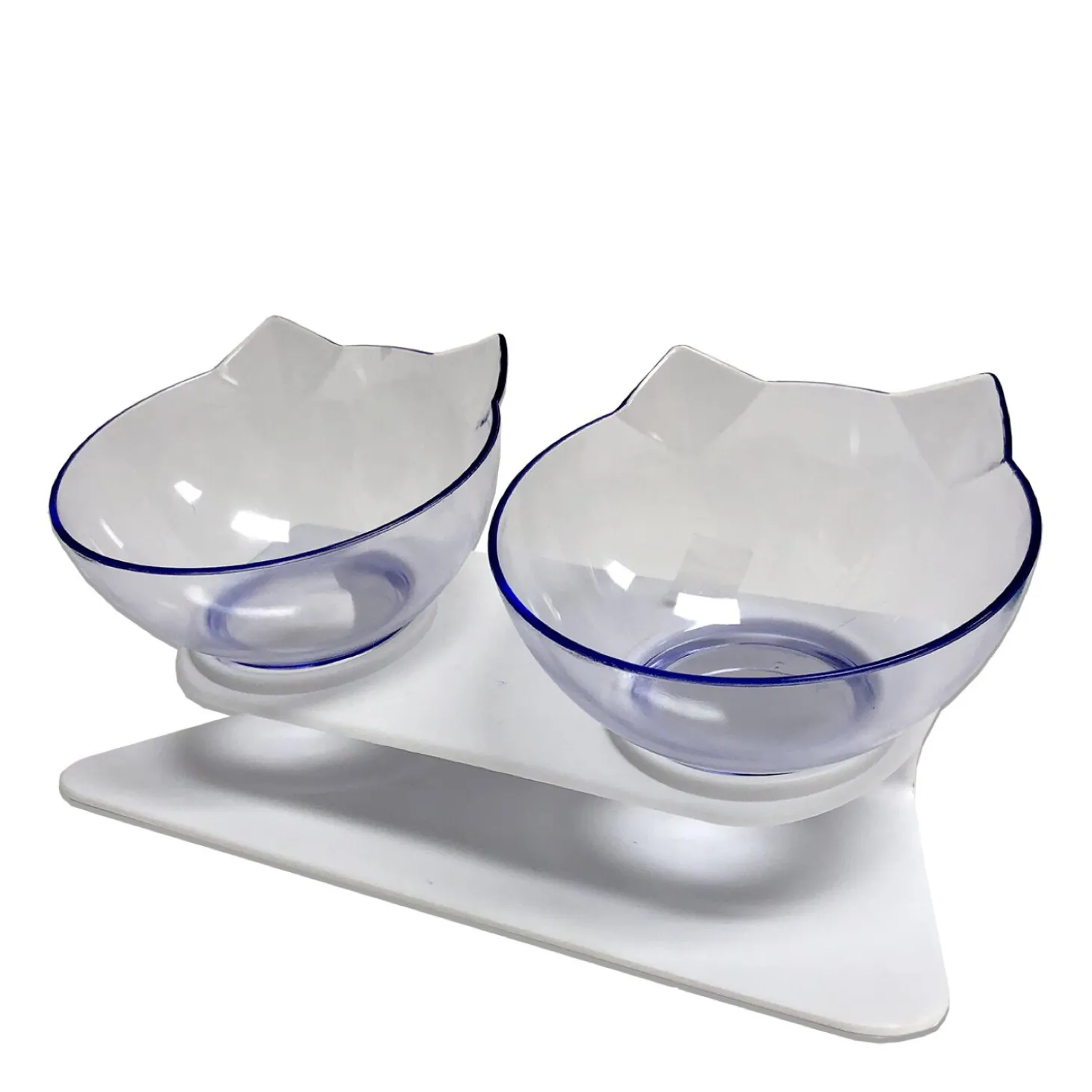 Ergonomic cat double bowl feeder