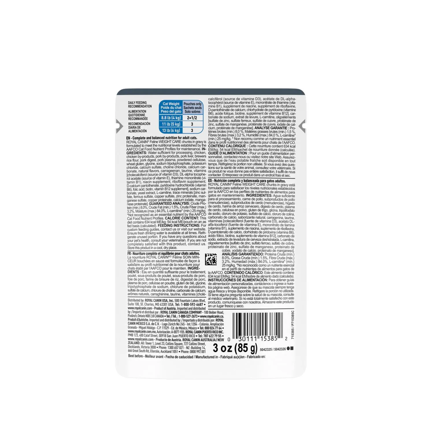 Feline Care Nutrition™ Weight Care Chunks in Gravy Pouch Cat Food
