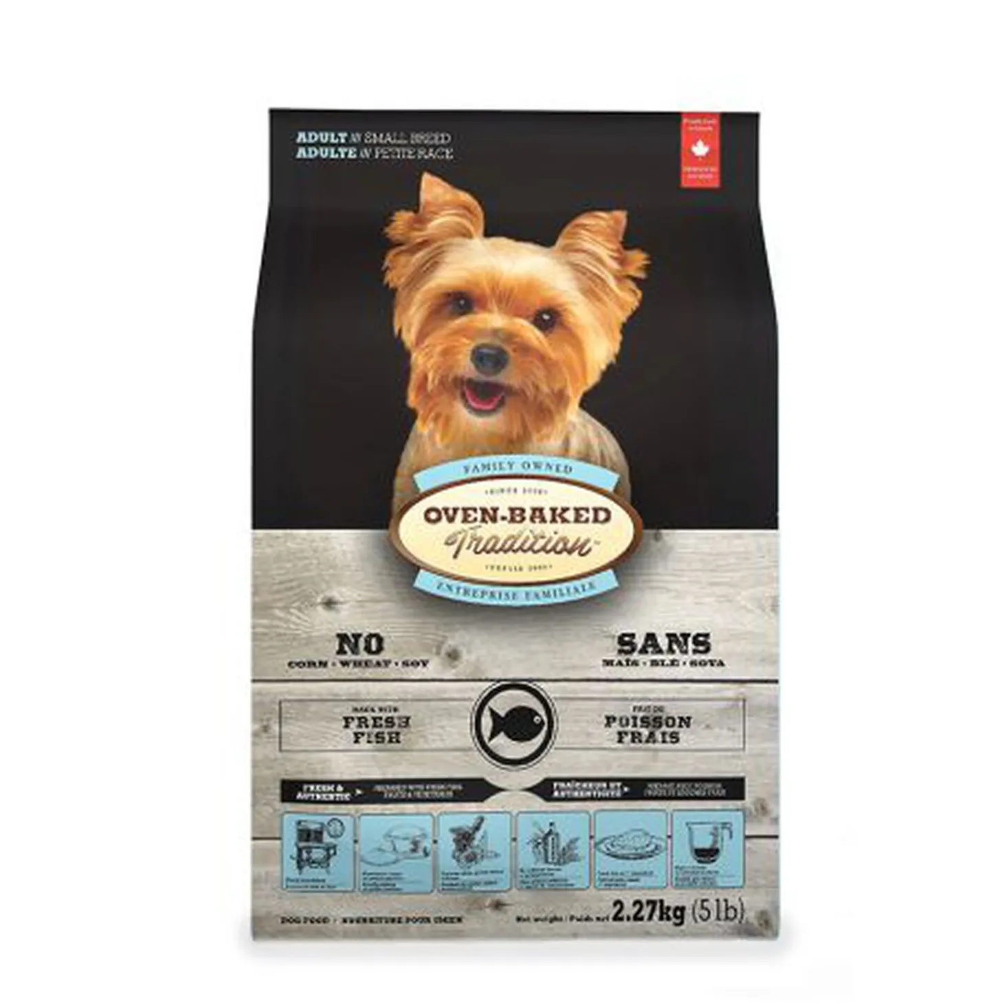 Fish dry food in small bites for adult dogs