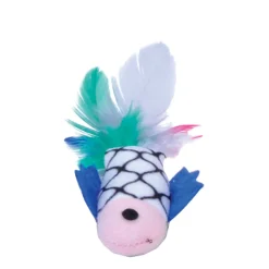Fish Toy with Feather and Catnip